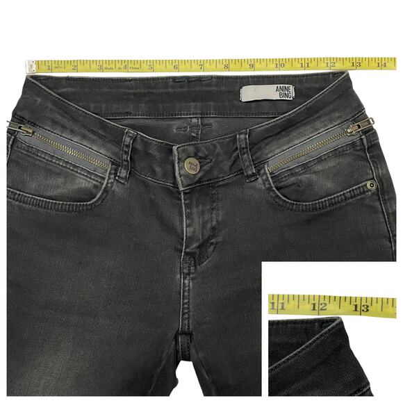 Anine Bing Double Zipper Skinny Jeans - Charcoal - 26 - Picture 5 of 16
